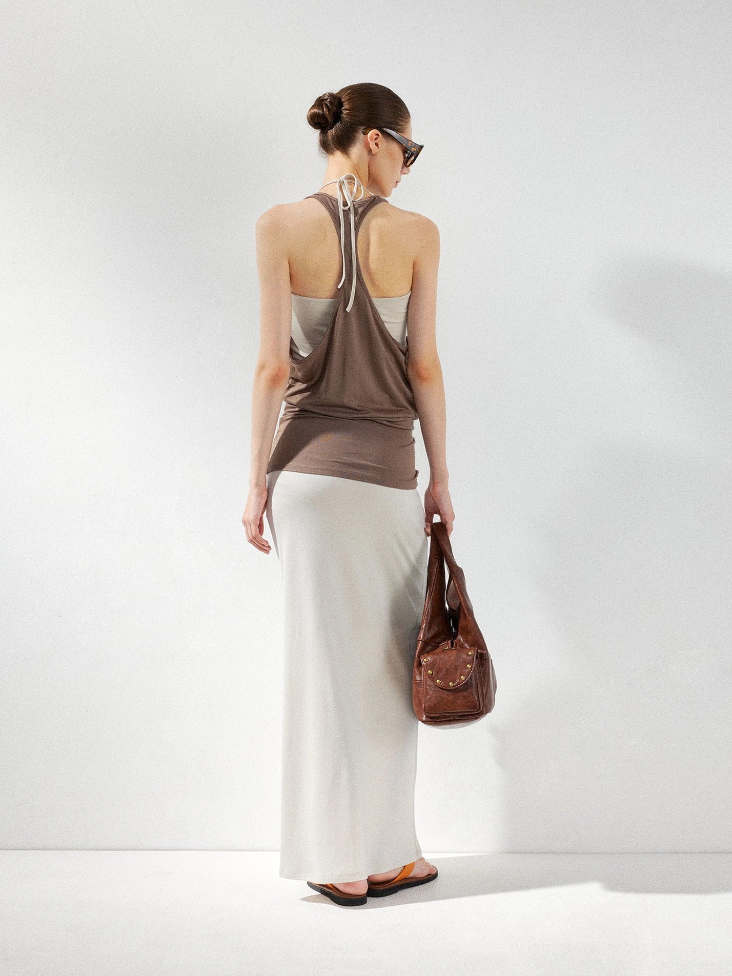 kvkv Layered Beige Sleeveless Tank Top