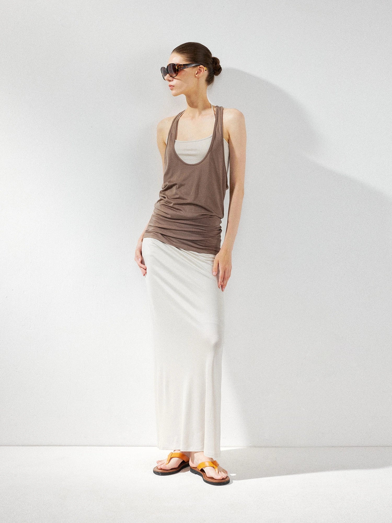 kvkv Layered Beige Sleeveless Tank Top