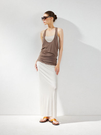 kvkv Layered Beige Sleeveless Tank Top