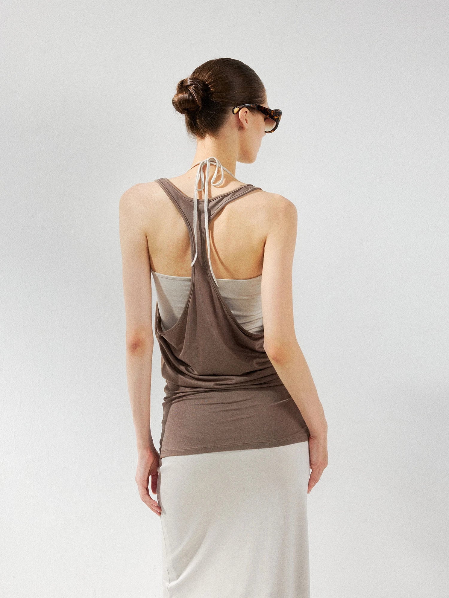 kvkv Layered Beige Sleeveless Tank Top