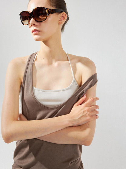 kvkv Layered Beige Sleeveless Tank Top