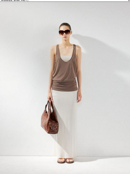kvkv Layered Beige Sleeveless Tank Top