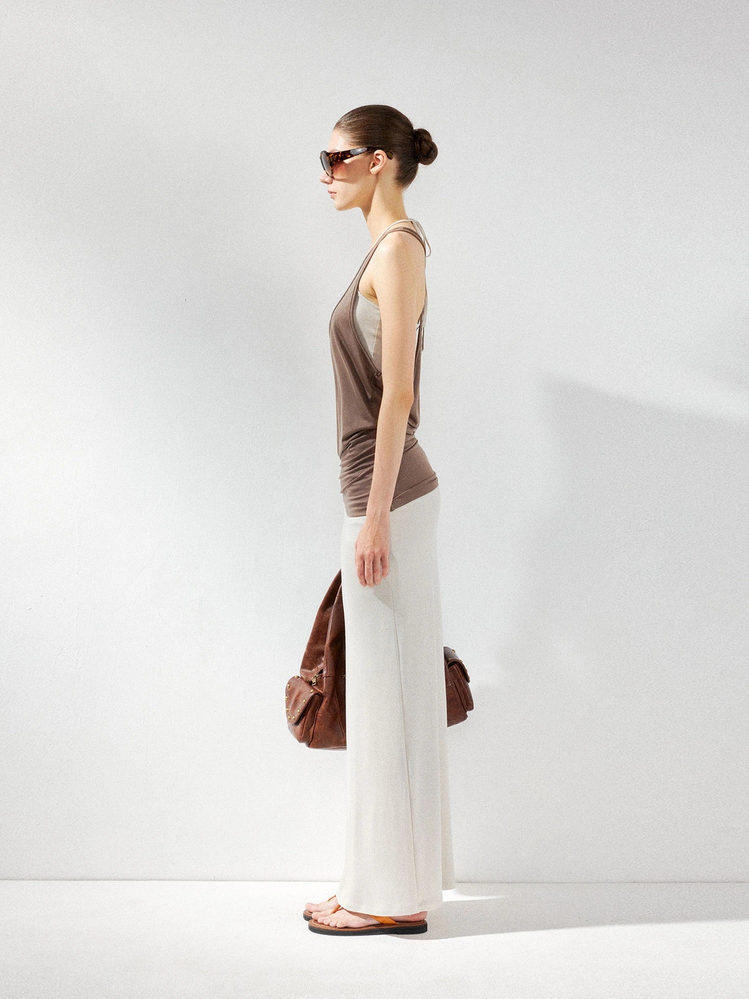 kvkv Layered Beige Sleeveless Tank Top