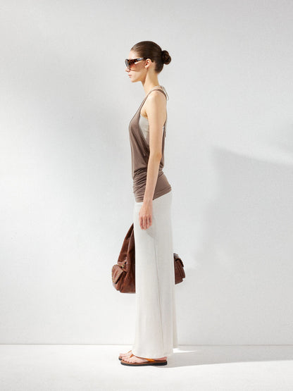 kvkv Layered Beige Sleeveless Tank Top