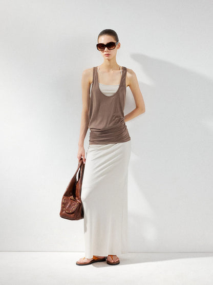kvkv Layered Beige Sleeveless Tank Top