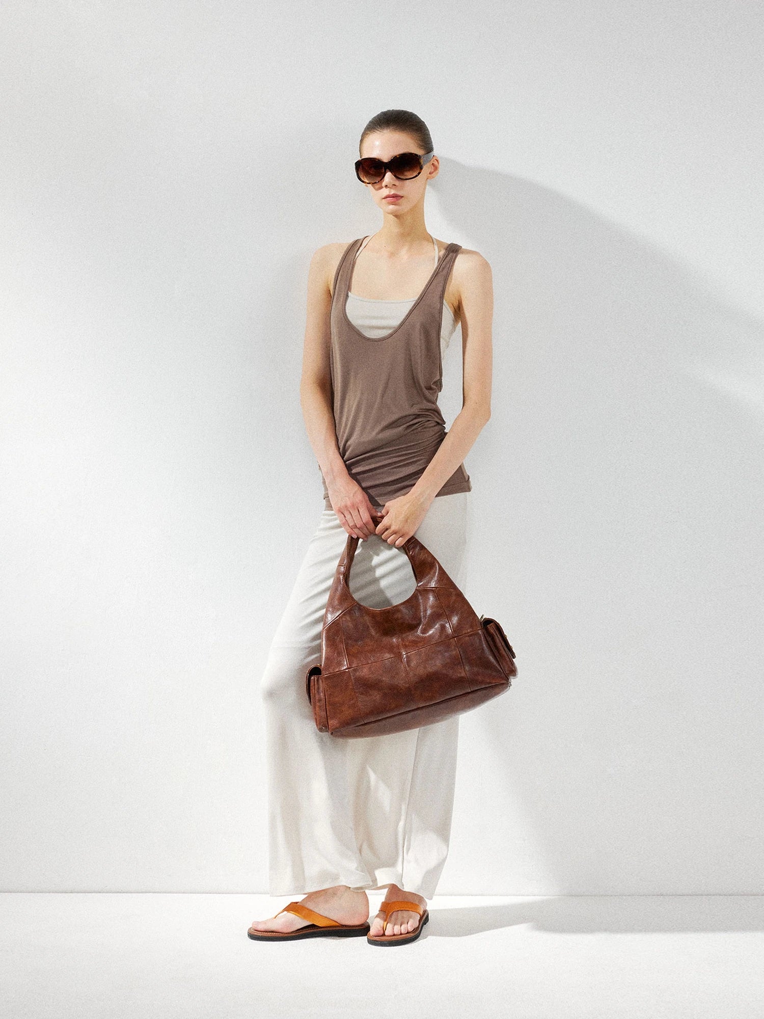 kvkv Layered Beige Sleeveless Tank Top
