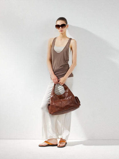 kvkv Layered Beige Sleeveless Tank Top