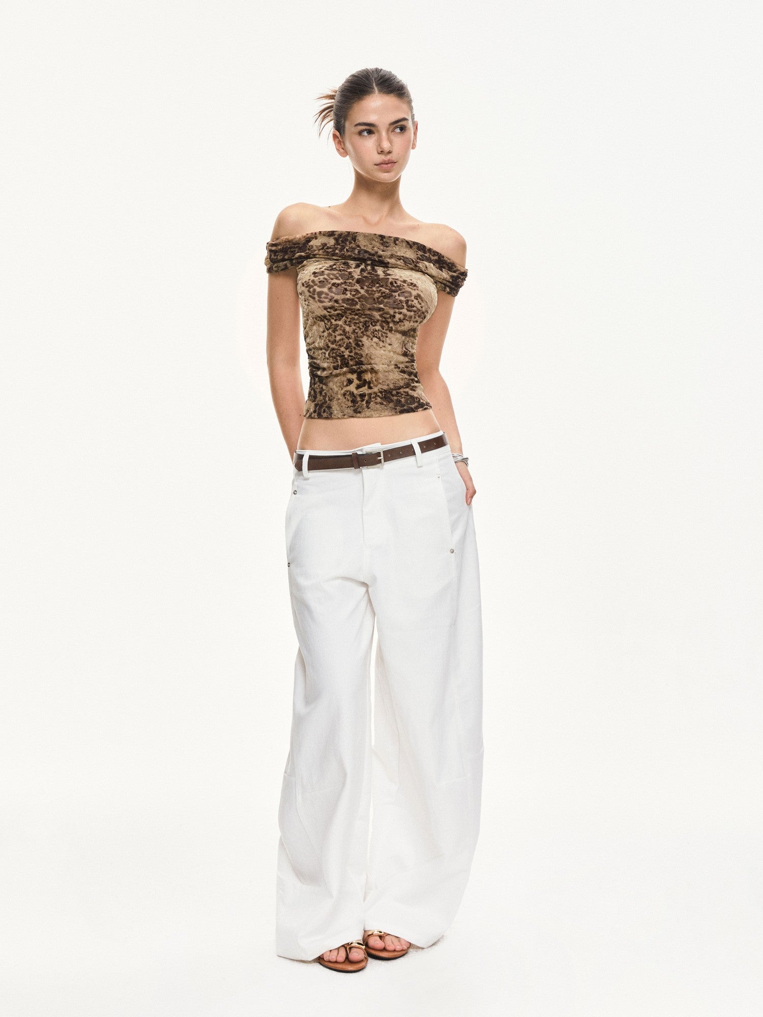 kvkv Leopard Print Ruched Spliced Women&