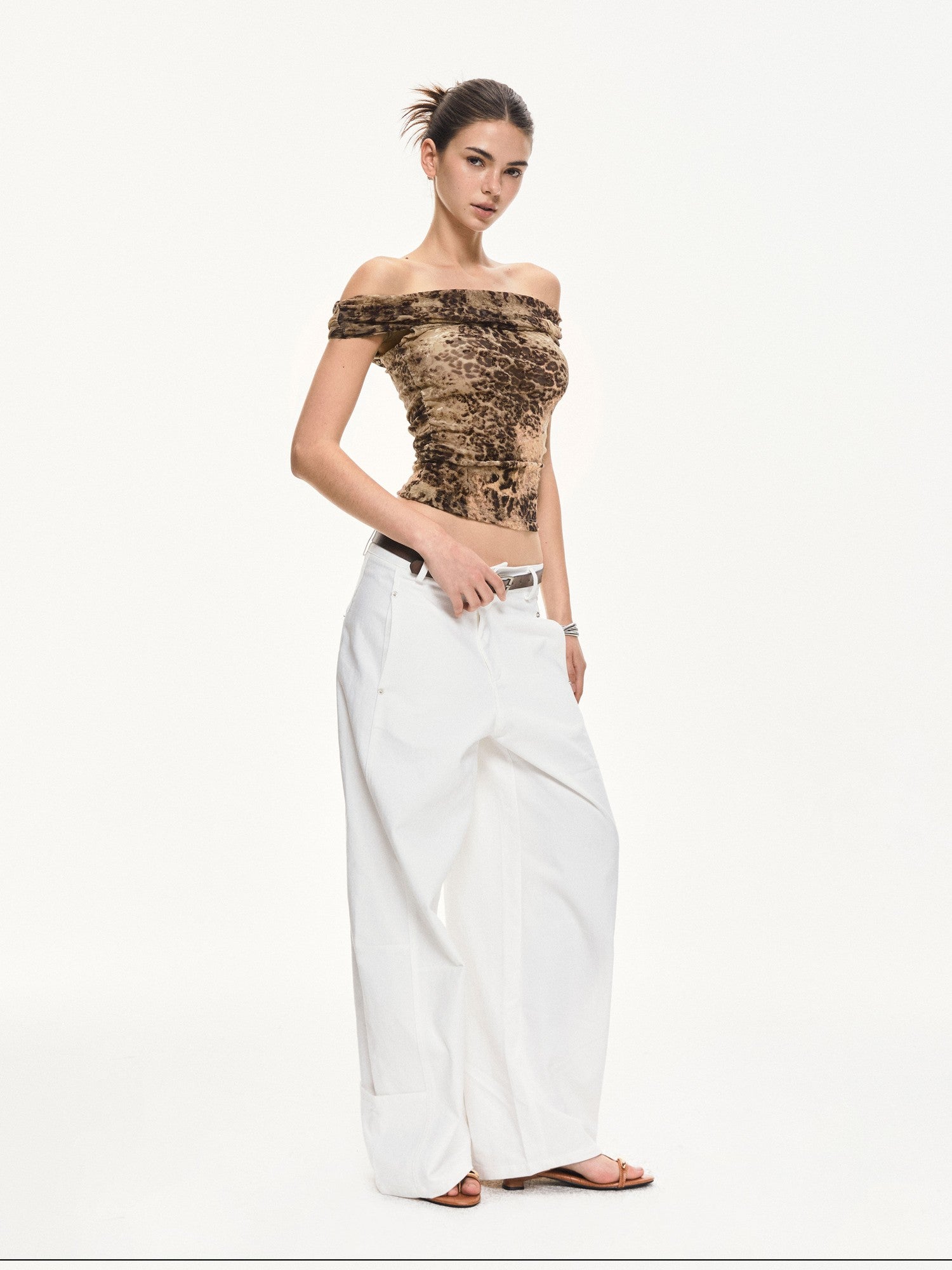 kvkv Leopard Print Ruched Spliced Women&