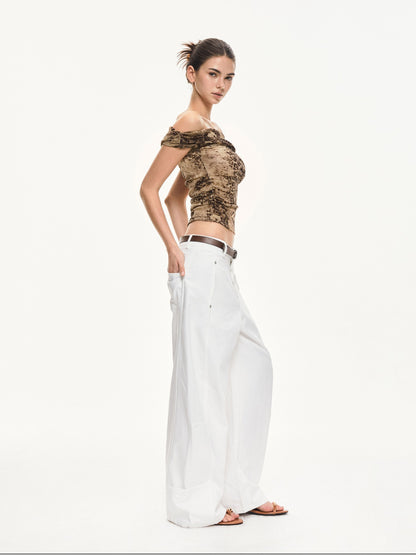 kvkv Leopard Print Ruched Spliced Women&
