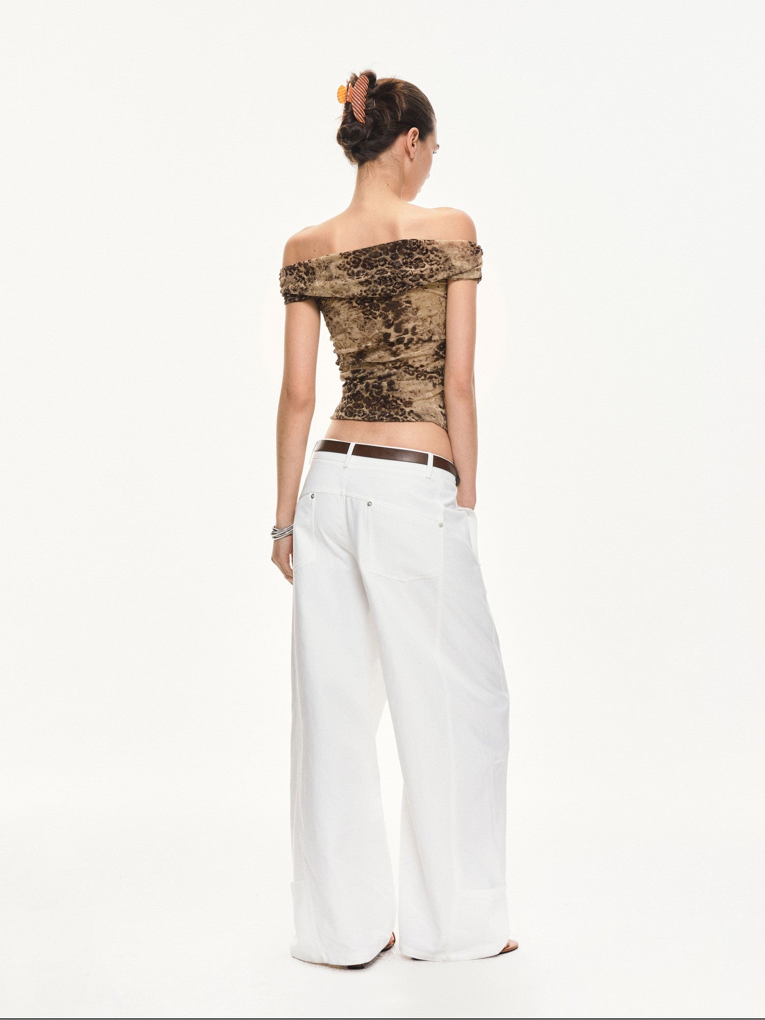 kvkv Leopard Print Ruched Spliced Women&
