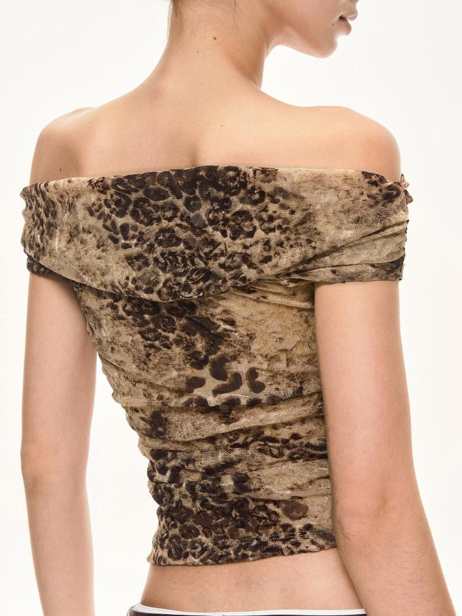 kvkv Leopard Print Ruched Spliced Women&