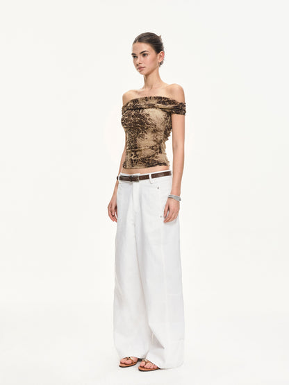 kvkv Leopard Print Ruched Spliced Women&