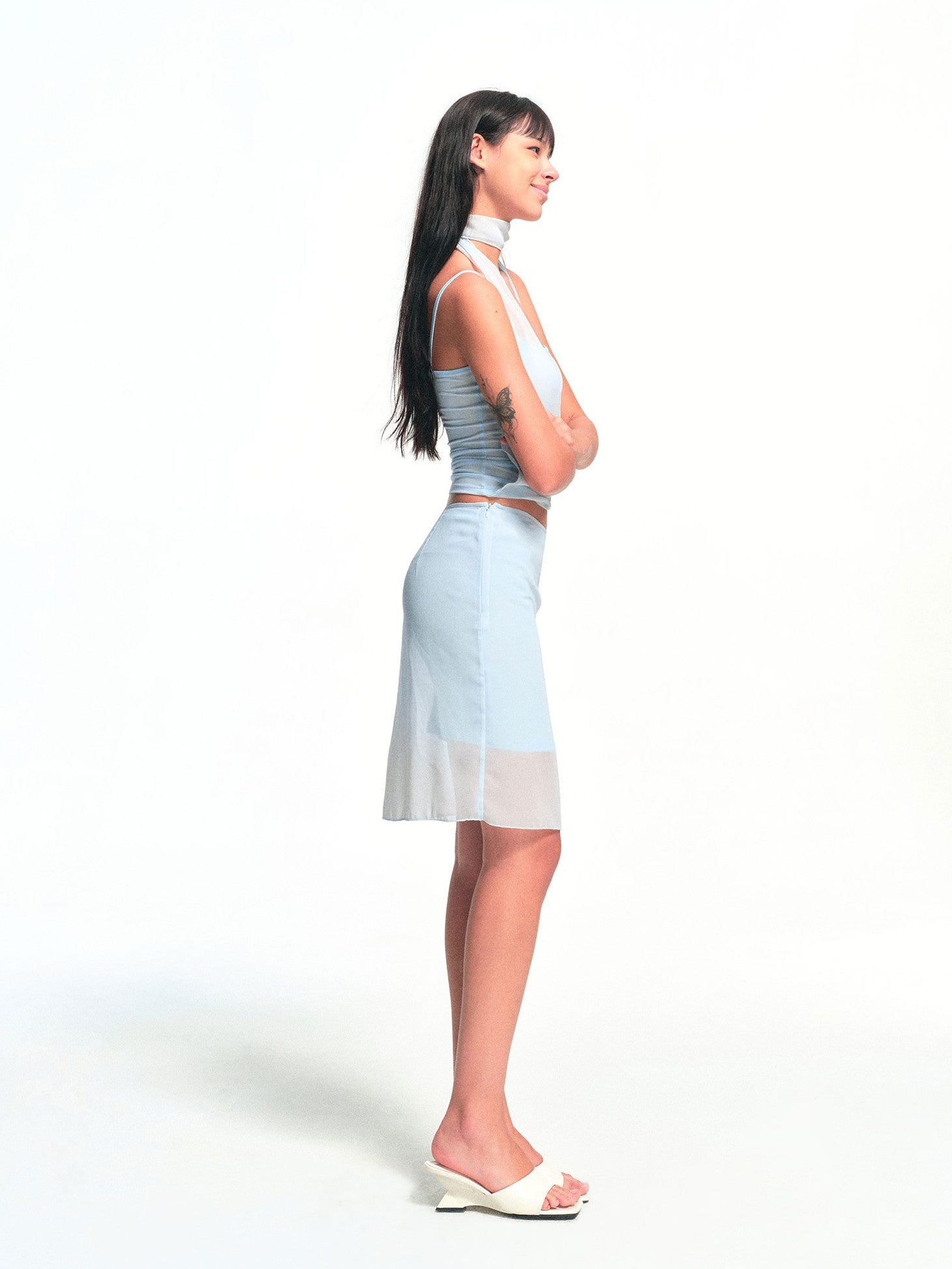 kvkv Light Blue Double Layer Sheer Two Piece Women&
