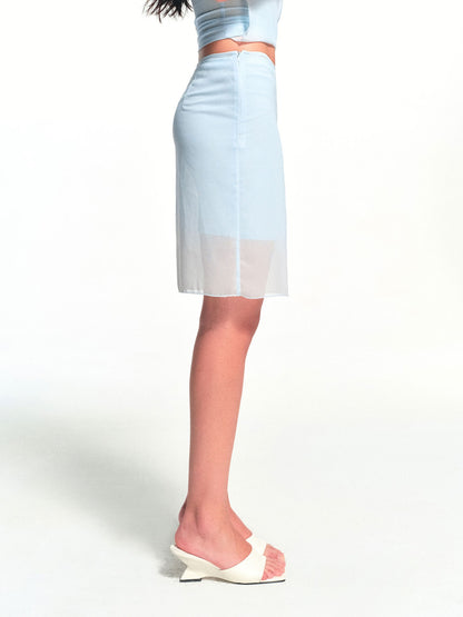 kvkv Light Blue Double Layer Sheer Two Piece Women&