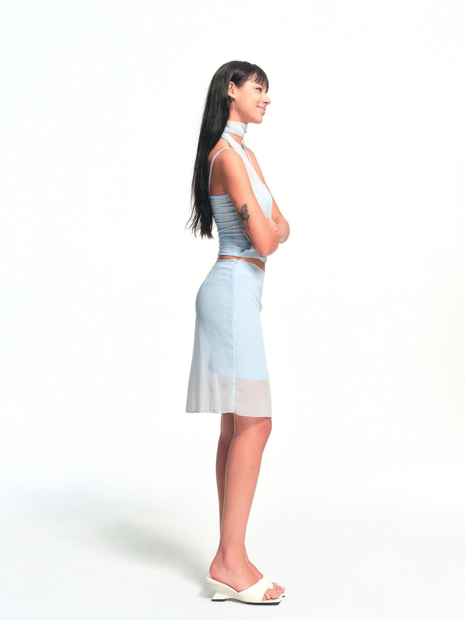 kvkv Light Blue Double Layer Sheer Two Piece Women&