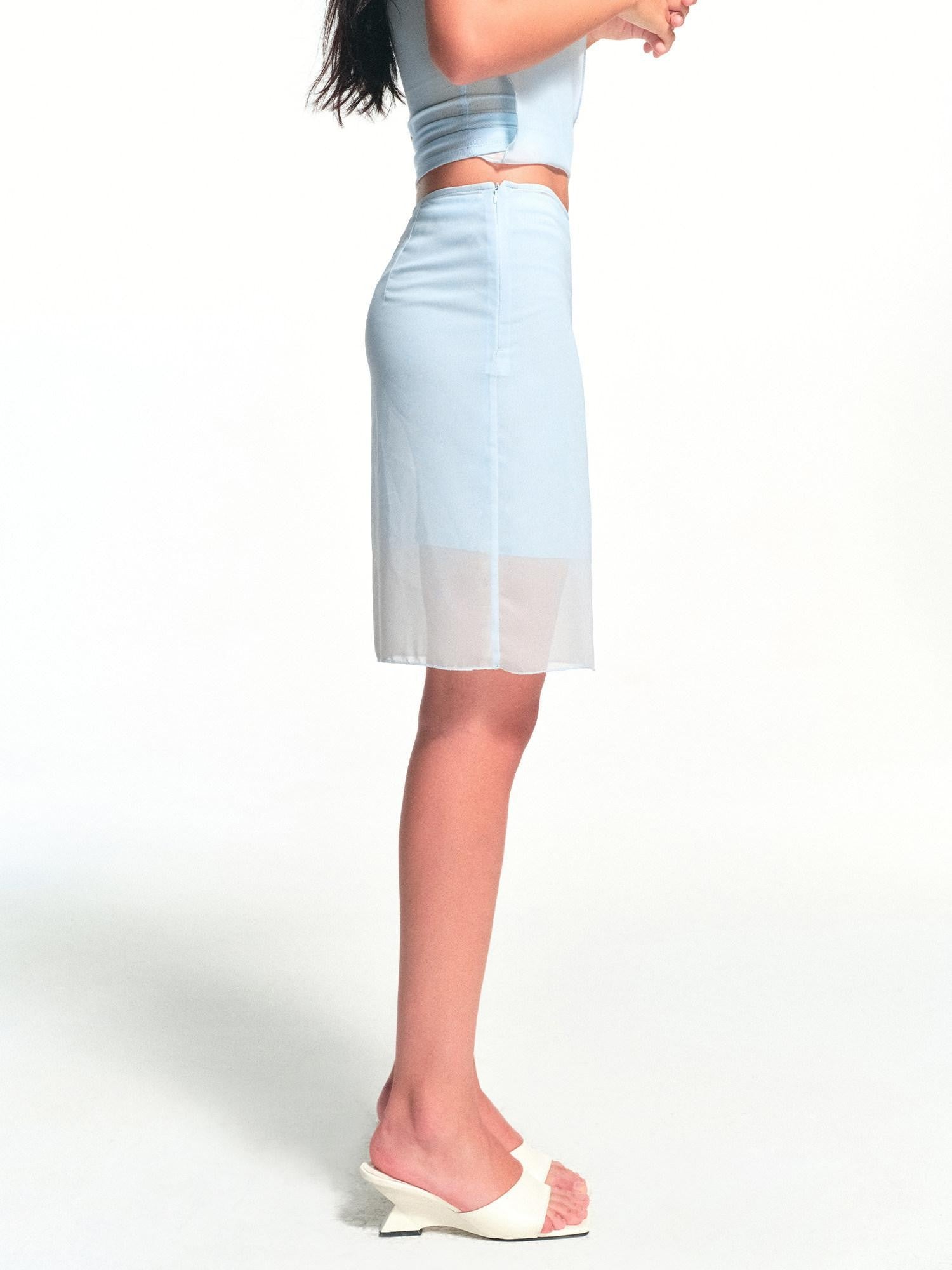 kvkv Light Blue Double Layer Sheer Two Piece Women&