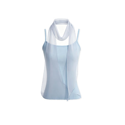 kvkv_Light_Blue_Hem_Splice_Scarf_Tie_Waist_Women&