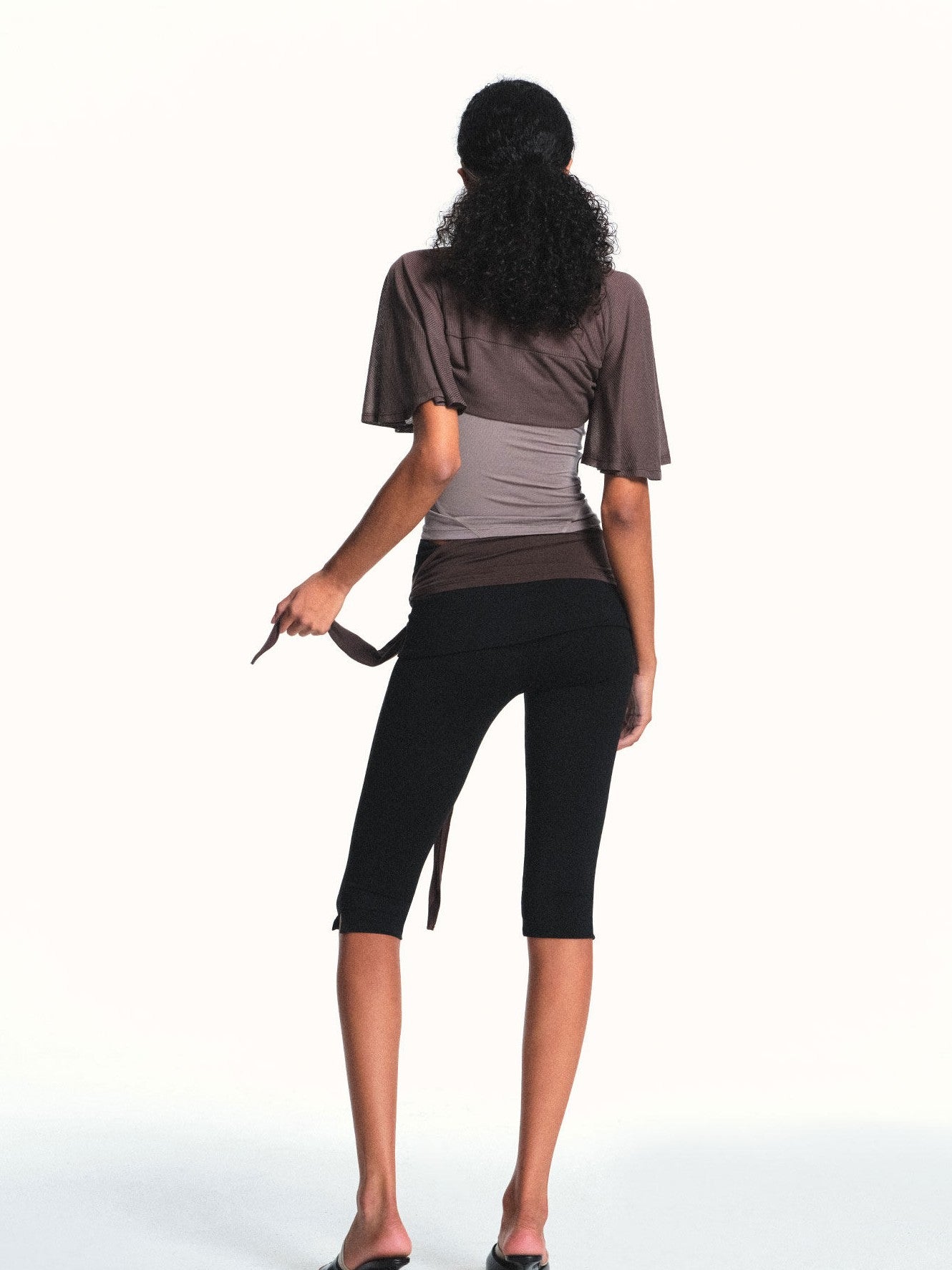 kvkv Light Brown Cap Sleeve Open Front Side Coverage Women&