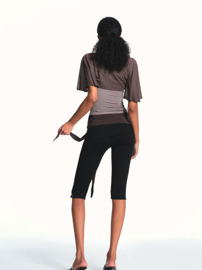 kvkv Light Brown Cap Sleeve Open Front Side Coverage Women&