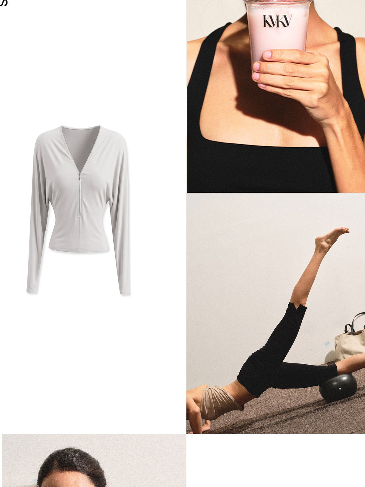 kvkv Light Gray Adjustable V-neck Zip Waist Cinched Batwing Women&