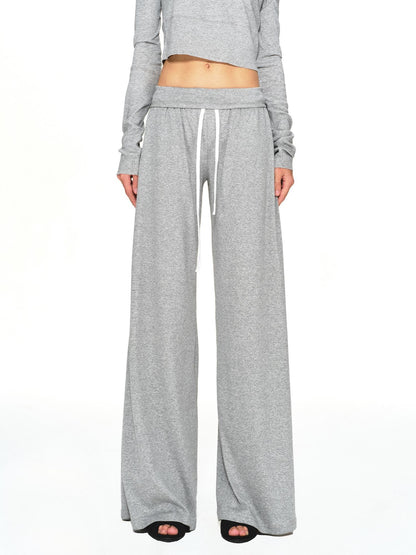 kvkv Light Gray Drawstring Wide Waist Straight Leg Women&
