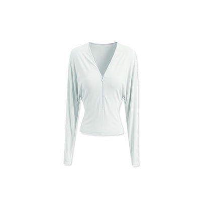kvkv_Light_Green_Adjustable_V-neck_Zip_Waist_Batwing_Lyocell_Women&
