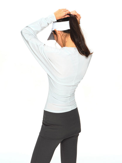 kvkv Light Green Adjustable V-neck Zip Waist Batwing Lyocell Women&