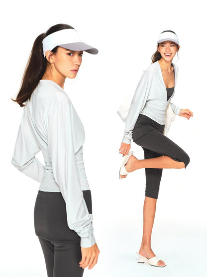 kvkv Light Green Adjustable V-neck Zip Waist Batwing Lyocell Women&