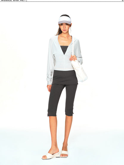 kvkv Light Green Adjustable V-neck Zip Waist Batwing Lyocell Women&