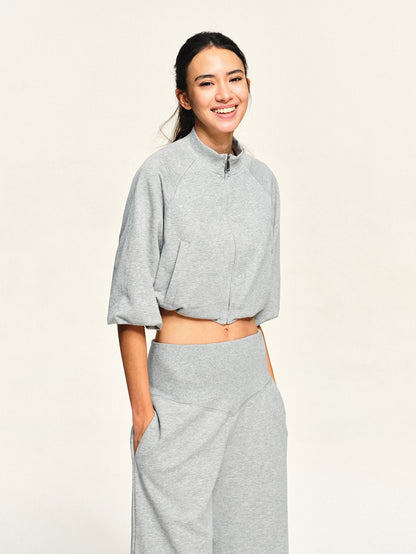 kvkv Light Heather Grey Loose Raglan Sleeve Cotton Women&