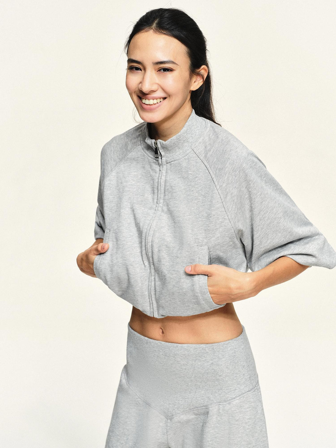 kvkv Light Heather Grey Loose Raglan Sleeve Cotton Women&