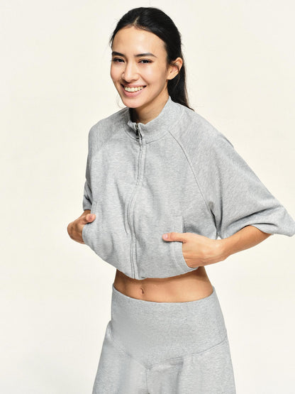 kvkv Light Heather Grey Loose Raglan Sleeve Cotton Women&