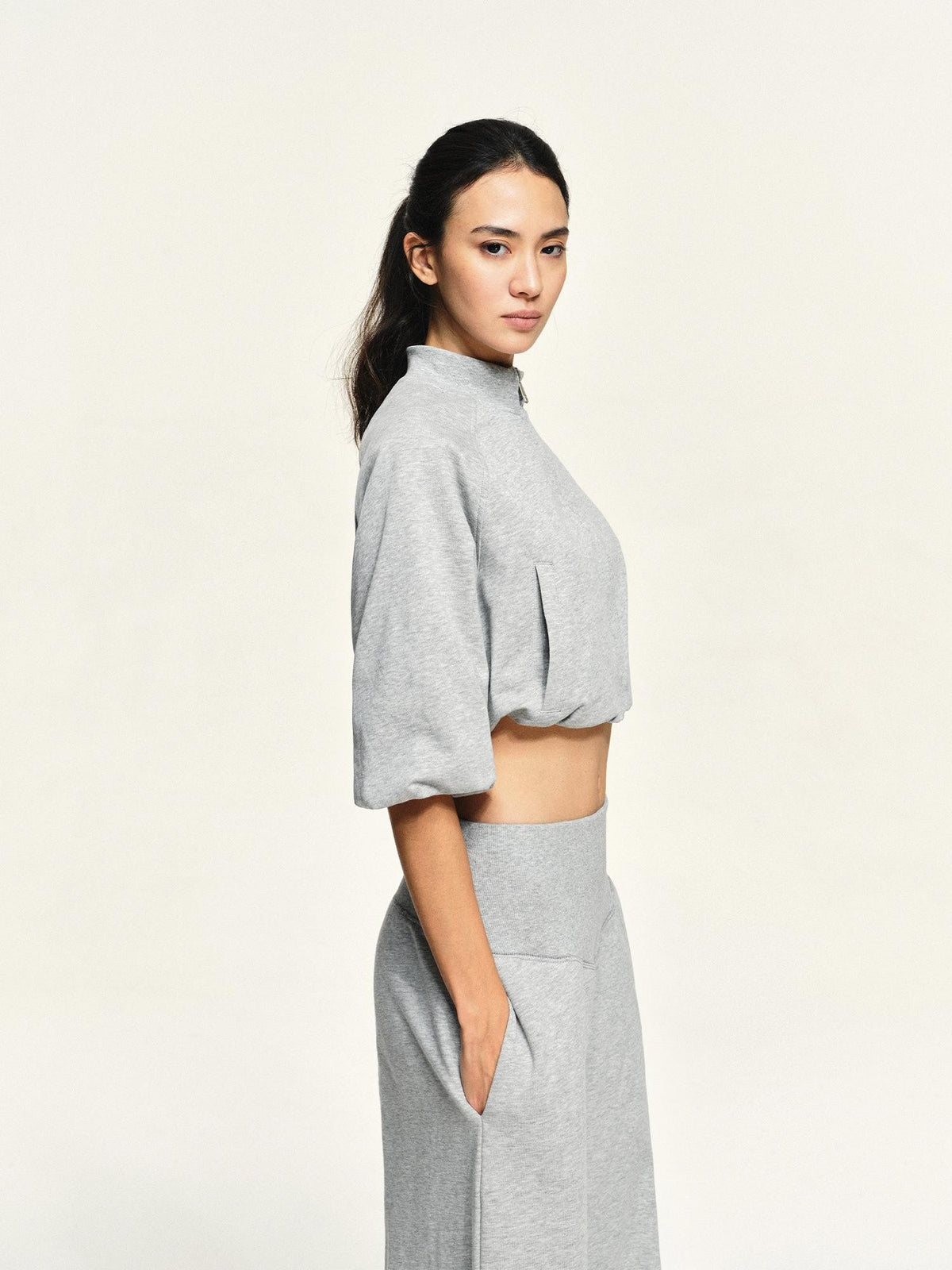 kvkv Light Heather Grey Loose Raglan Sleeve Cotton Women&