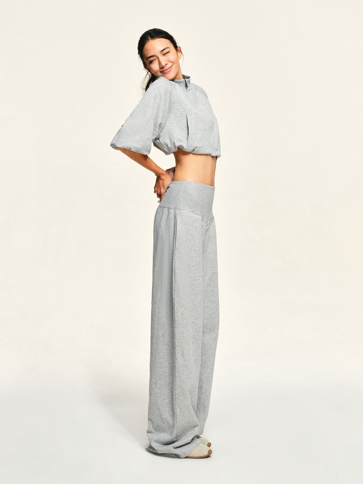 kvkv Light Heather Grey Loose Raglan Sleeve Cotton Women&