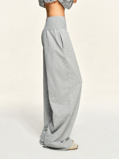 kvkv Light Heather Grey Wide Ribbed V Waist Straight Women&