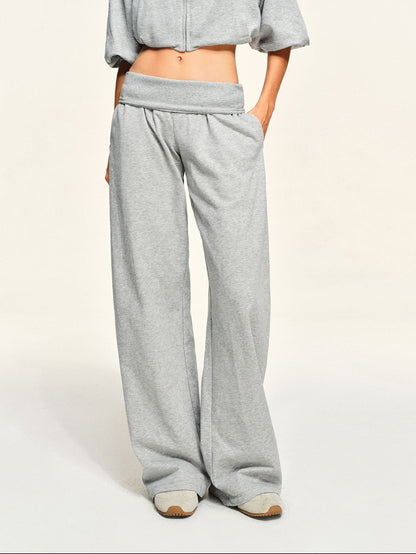 kvkv Light Heather Grey Wide Ribbed V Waist Straight Women&