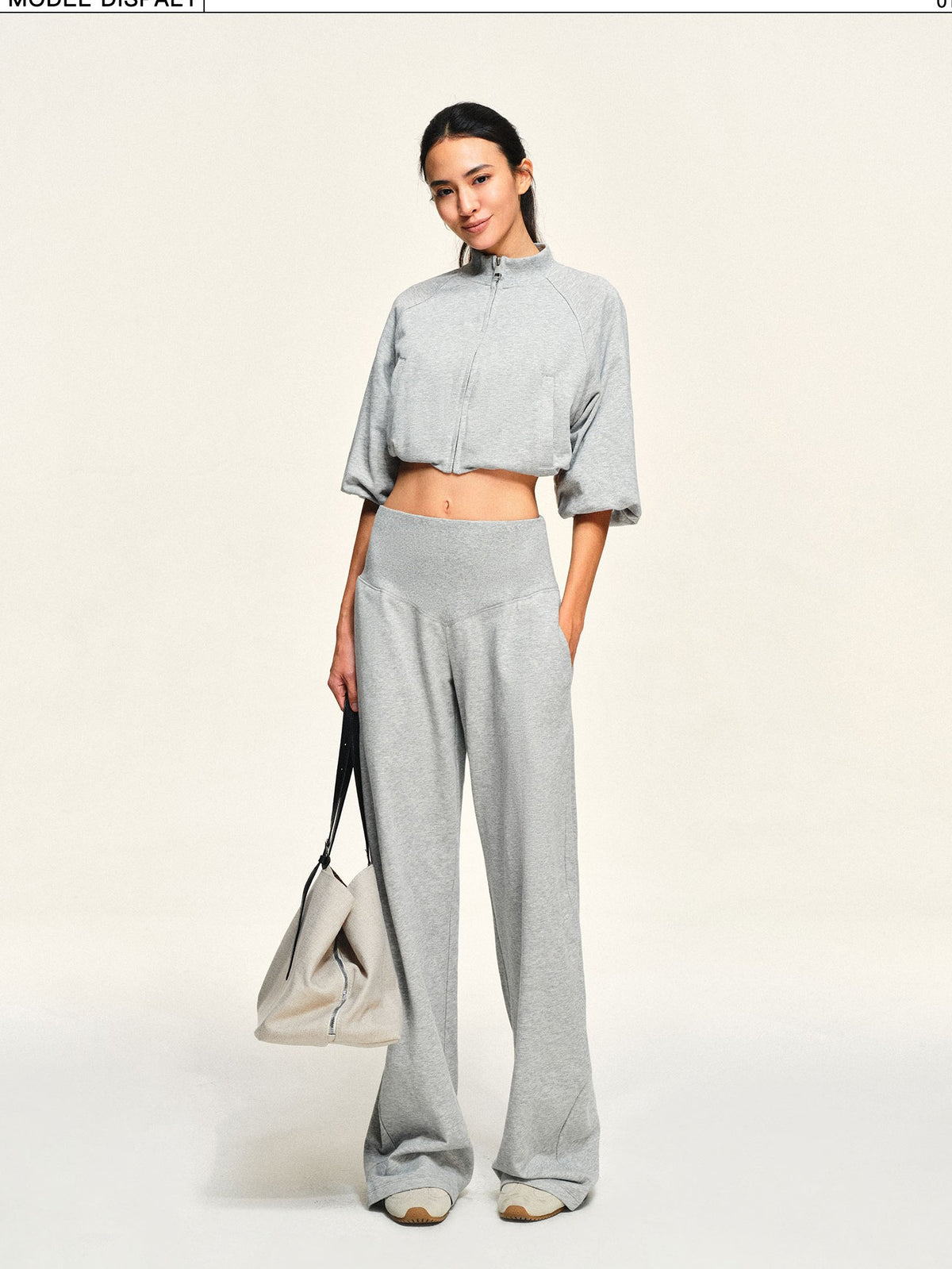 kvkv Light Heather Grey Wide Ribbed V Waist Straight Women&