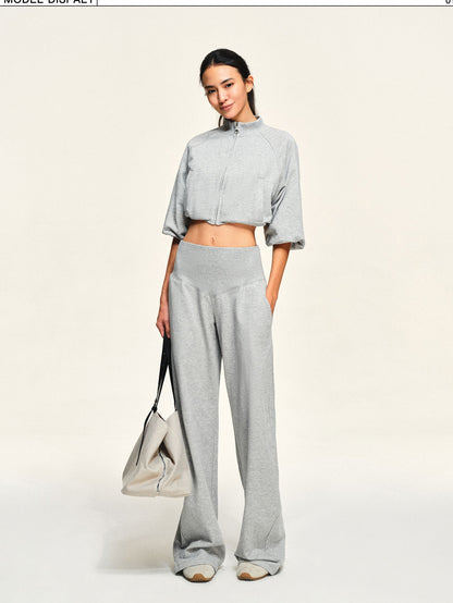 kvkv Light Heather Grey Wide Ribbed V Waist Straight Women&