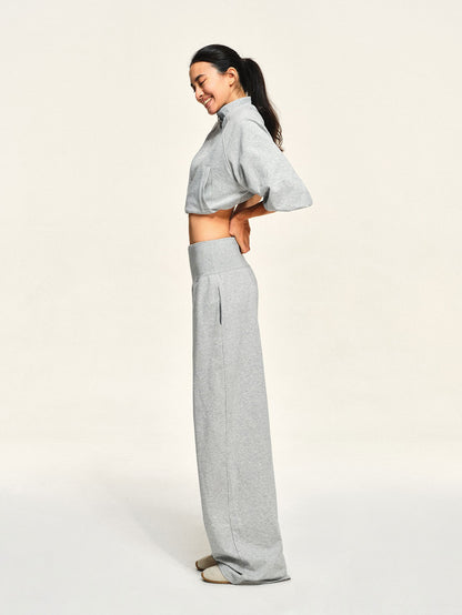 kvkv Light Heather Grey Wide Ribbed V Waist Straight Women&