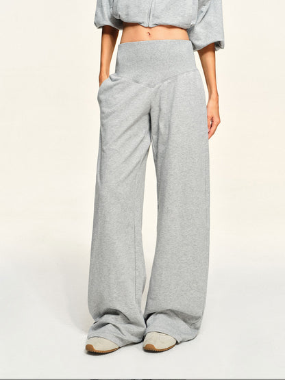 kvkv Light Heather Grey Wide Ribbed V Waist Straight Women&