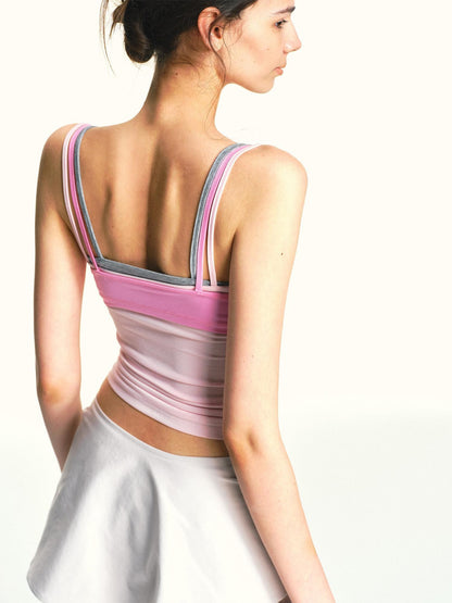 kvkv Light Pink Contrast Layered Detachable Three Piece Set Women&