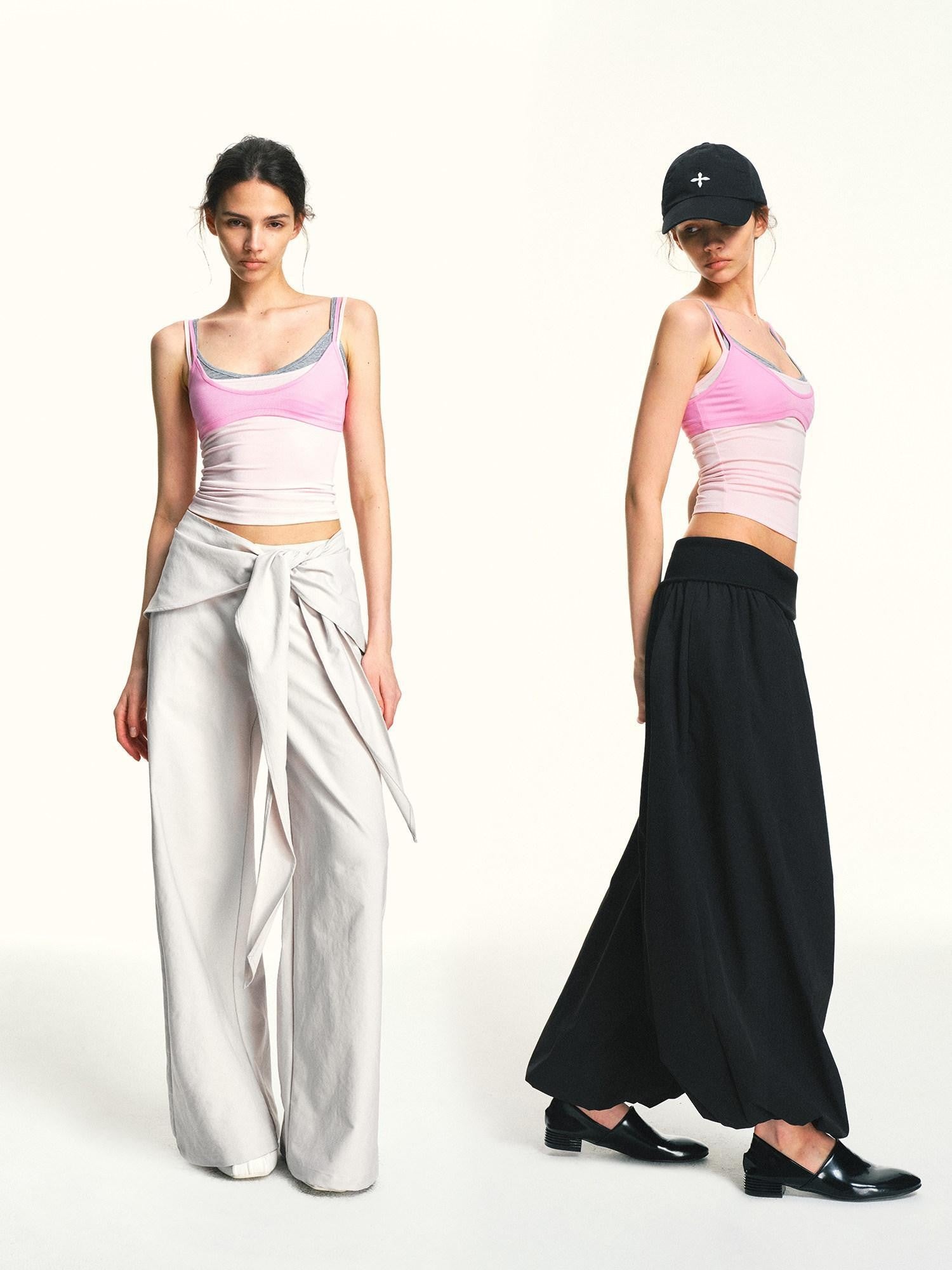kvkv Light Pink Contrast Layered Detachable Three Piece Set Women&