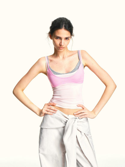 kvkv Light Pink Contrast Layered Detachable Three Piece Set Women&