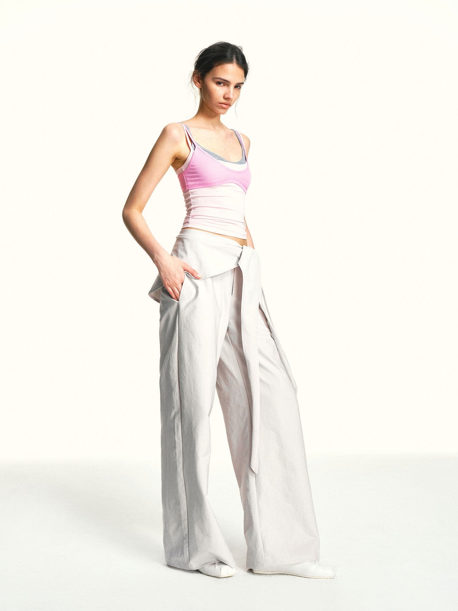 kvkv Light Pink Contrast Layered Detachable Three Piece Set Women&