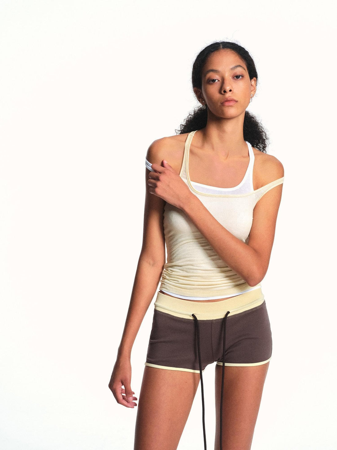 kvkv Light Yellow Sporty Racerback Slim Fit Women&