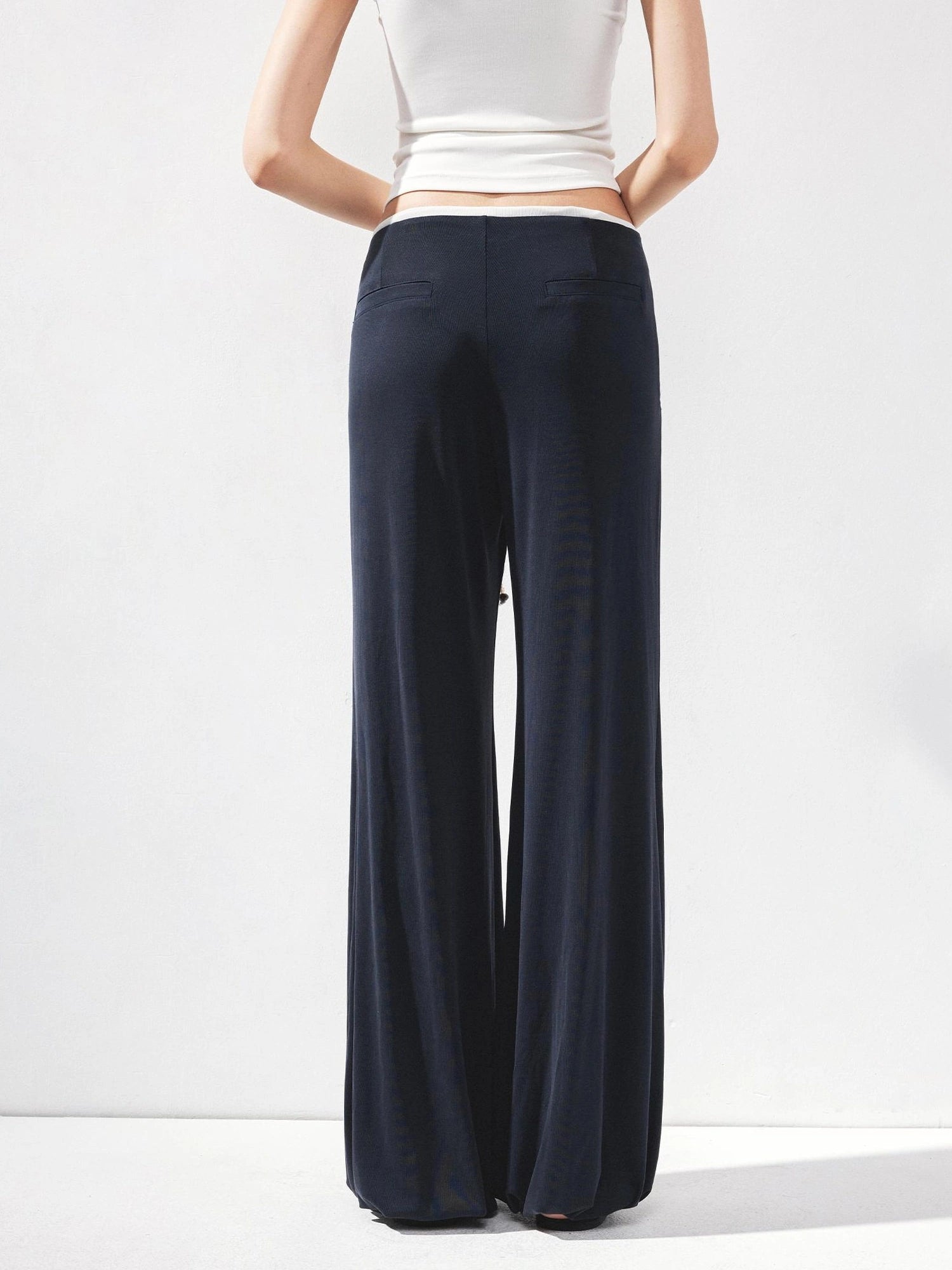kvkv Liquid Feel Wide Leg Drawstring Ankle Pants