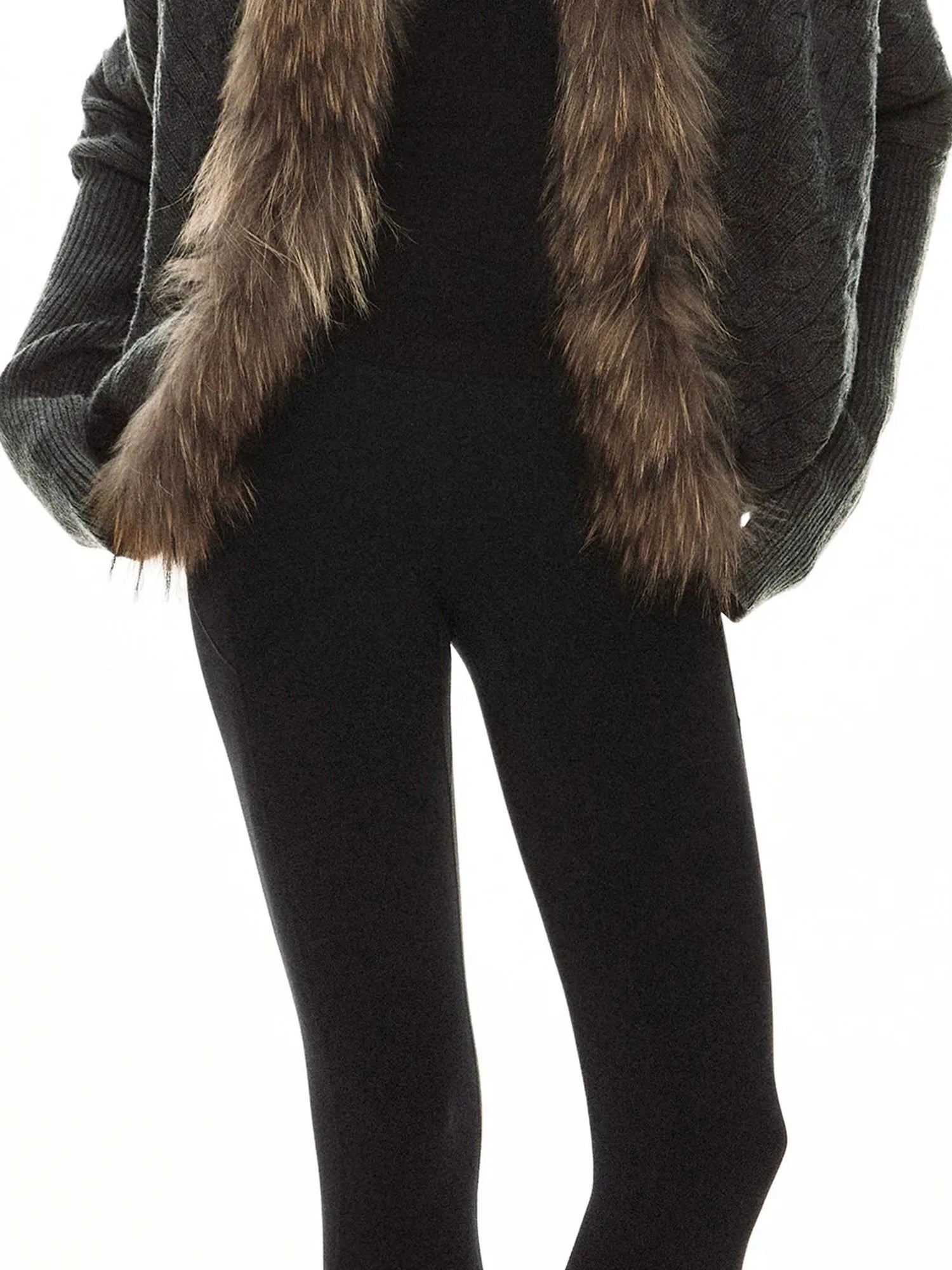 kvkv Long Fur Collar Knit Cardigan