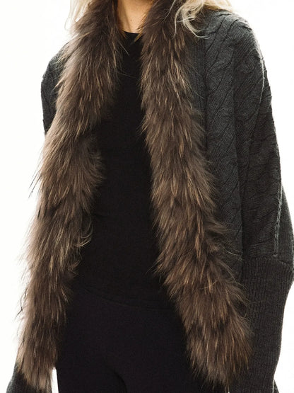 kvkv Long Fur Collar Knit Cardigan