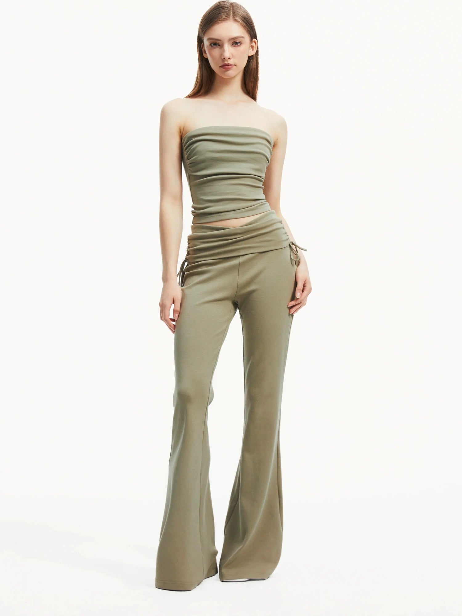 kvkv Low Rise Belted Gather Flare Pants